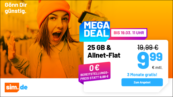 Spartipp 25 GB LTE Handytarife: Simde 25 GB Tarife f�r 9,99 Euro und ohne Laufzeit