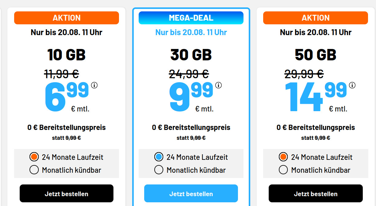 Spartipp 10 GB 5G Tarif: Simde 10 GB 5G Allnet-Flat f�r 6,99 Euro ohne Anschlusspreis