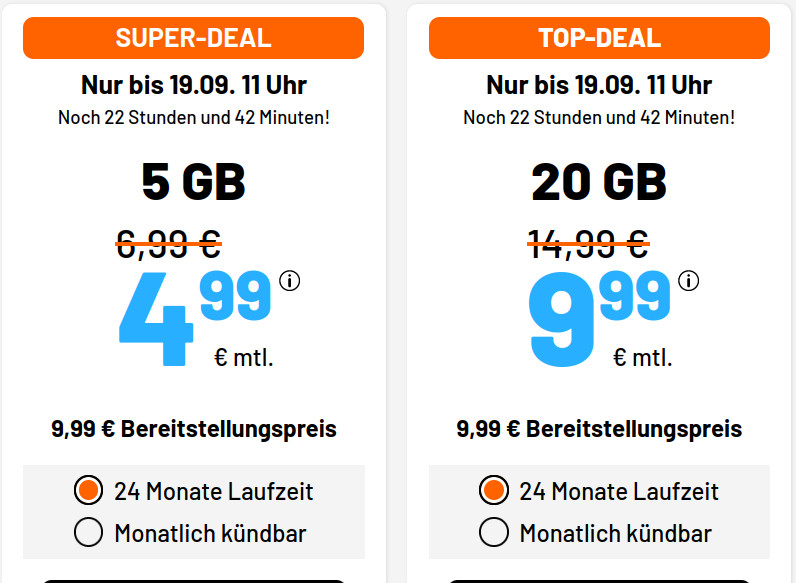 Spartipp 5 GB Handytarife: Sim.de 5 GB LTE Allnet-Flat f�r 4,99 Euro ohne Laufzeit