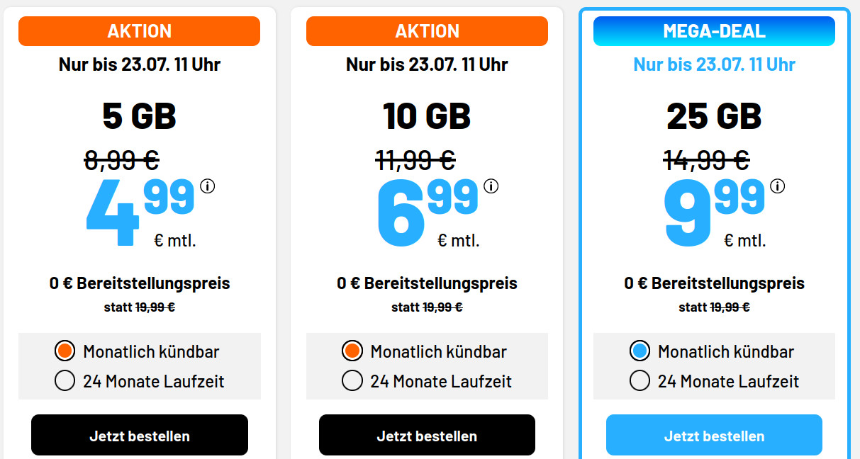Spartipp 10 GB 5G Tarif: Simde 10 GB 5G Allnet-Flat f�r 6,99 Euro ohne Anschlusspreis