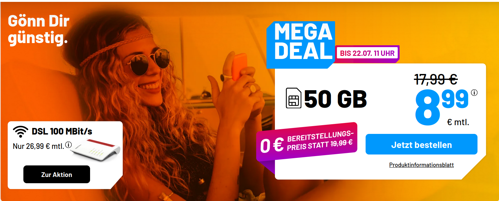 Preishammer 50 GB Tarife: Simde 50 GB Allnet-Flat f�r 8,99 Euro und mtl. Laufzeit