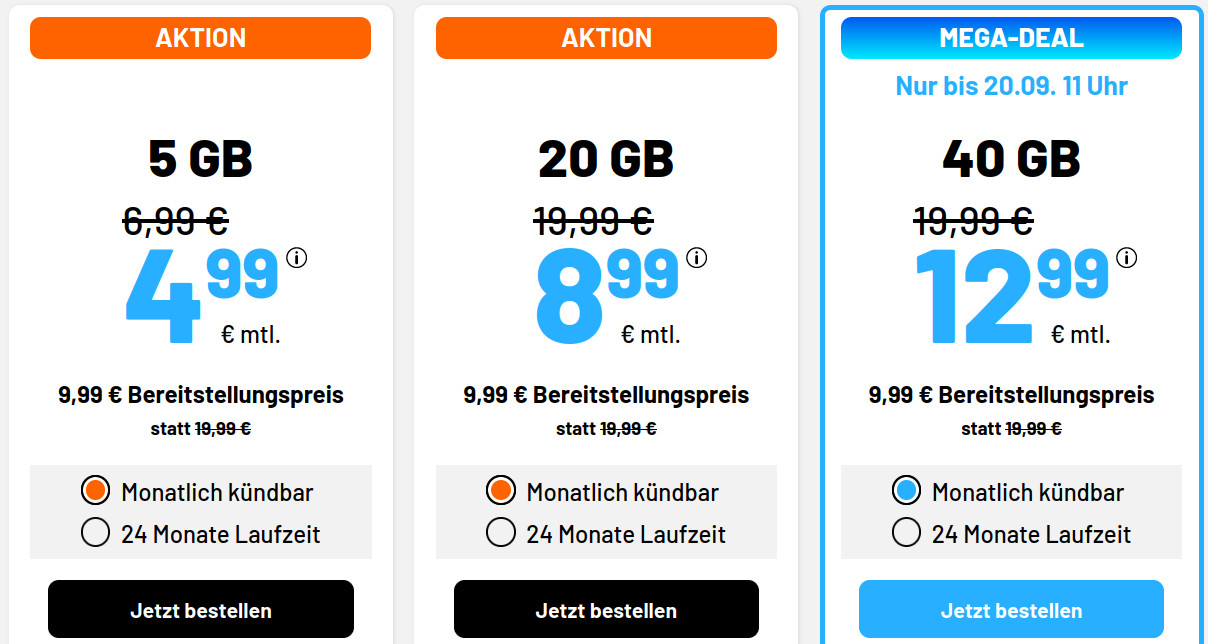 Preistipp 20 GB 5G Handytarife: Simde 20 GB Tarife fr 8,99 Euro und ohne Anschlusspreis