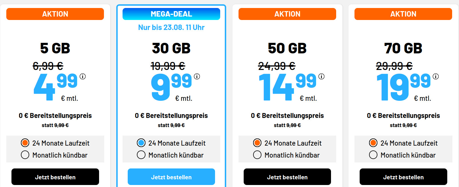 Preishammer 30 GB Tarife: Simde 30 GB All-In-Flat f�r 9,99 Euro ohne Anschlusspreis