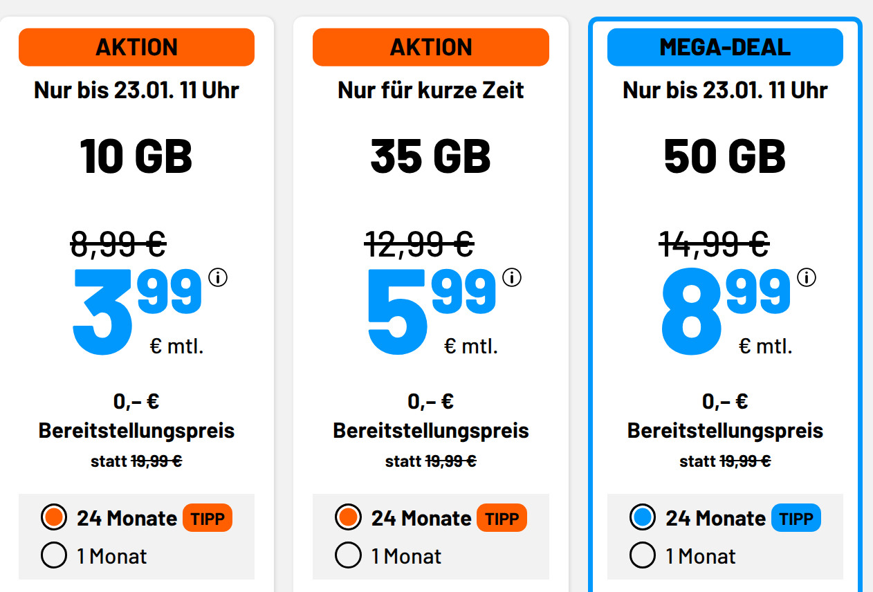 Spartipp 10 GB Handytarife: Simde 10 GB Allnet-Flat Tarif f�r 3,99 Euro und mtl. Laufzeit