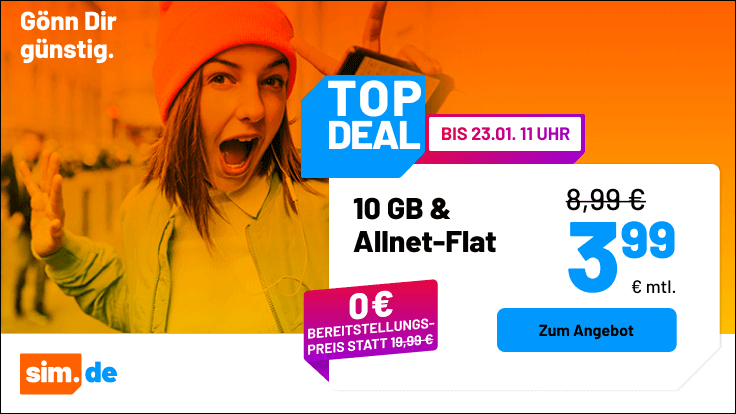 Ausf�hrlicher �berblick �ber die aktuellen sim.de Mobilfunktarife mit 5G Allnet Flat, stabilen Preisen und attraktiven Datenvolumen. Ideal f�r preisbewusste Nutzer.