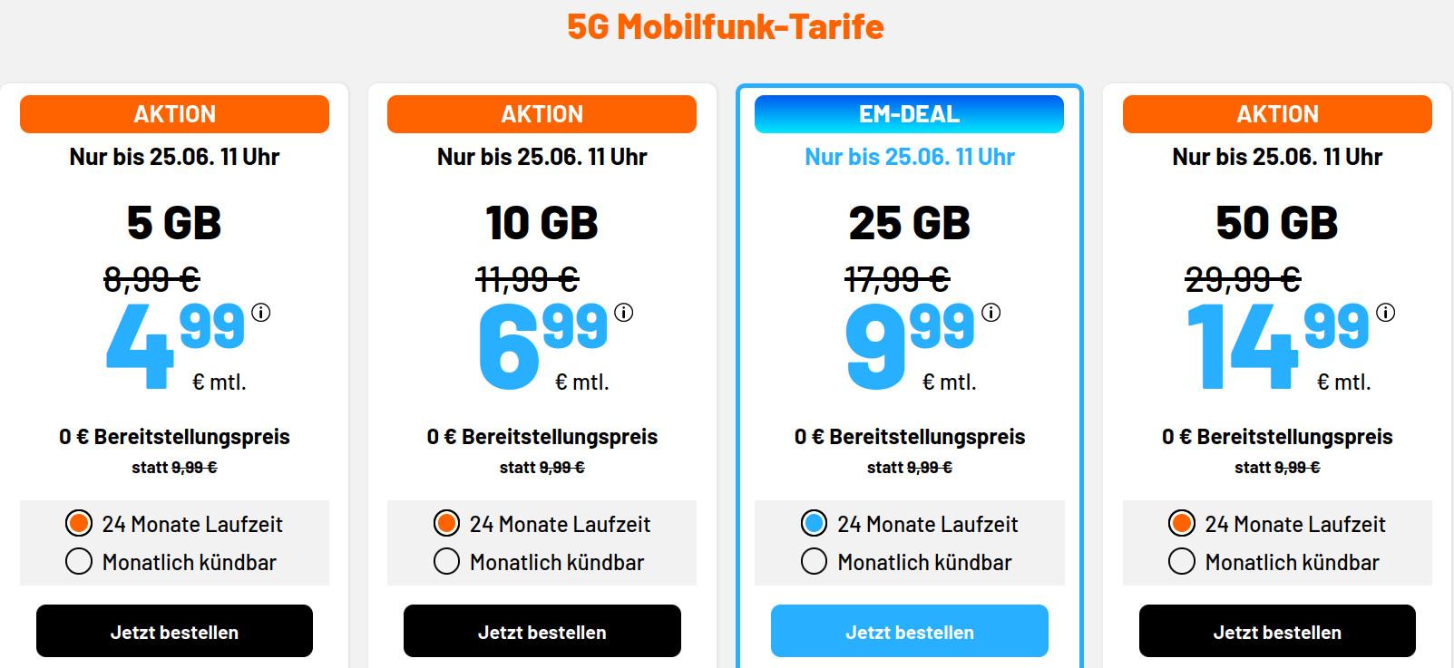 Spartipp 10 GB 5G Tarif: Simde 10 GB 5G Allnet-Flat f�r 6,99 Euro ohne Anschlusspreis