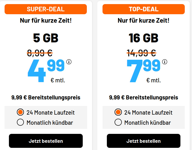 Tariftipp 5 GB Handytarife: Sim.de 5 GB LTE Allnet-Flat f�r 4,99 Euro ohne Laufzeit
