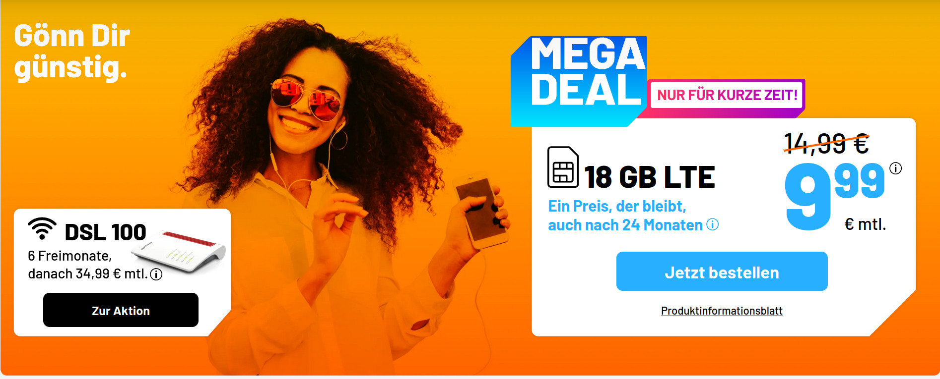 Preishammer 18 GB Handytarife: Simde 18 GB LTE Allnet-Flat f�r 9,99 Euro mit mtl. Laufzeit