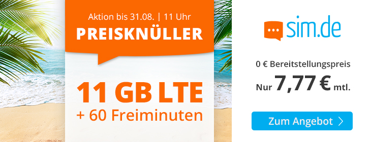 Handytarife Special: Simde 11 GB Tarife fr 7,77 Euro mit 60 Freiminuten und ohne Laufzeit