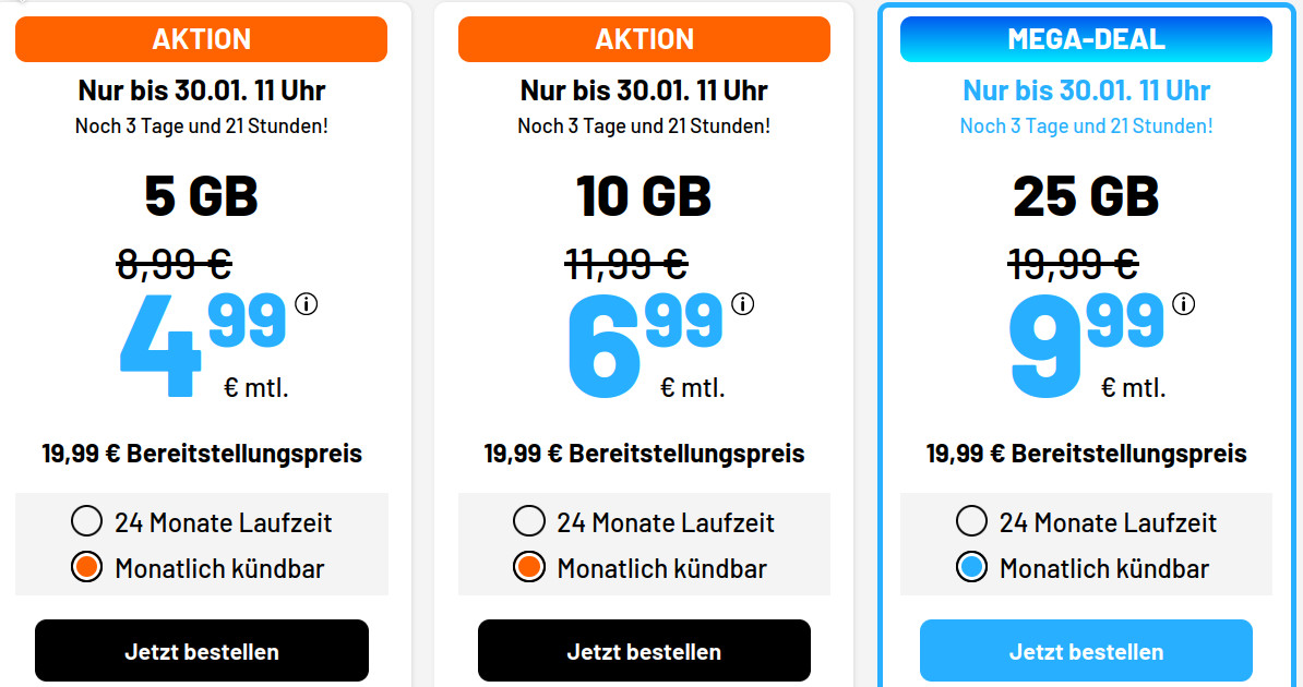 Preistipp: Sim.de 10 GB 5G Allnet-Flat f�r 6,99 Euro mit mtl. Laufzeit