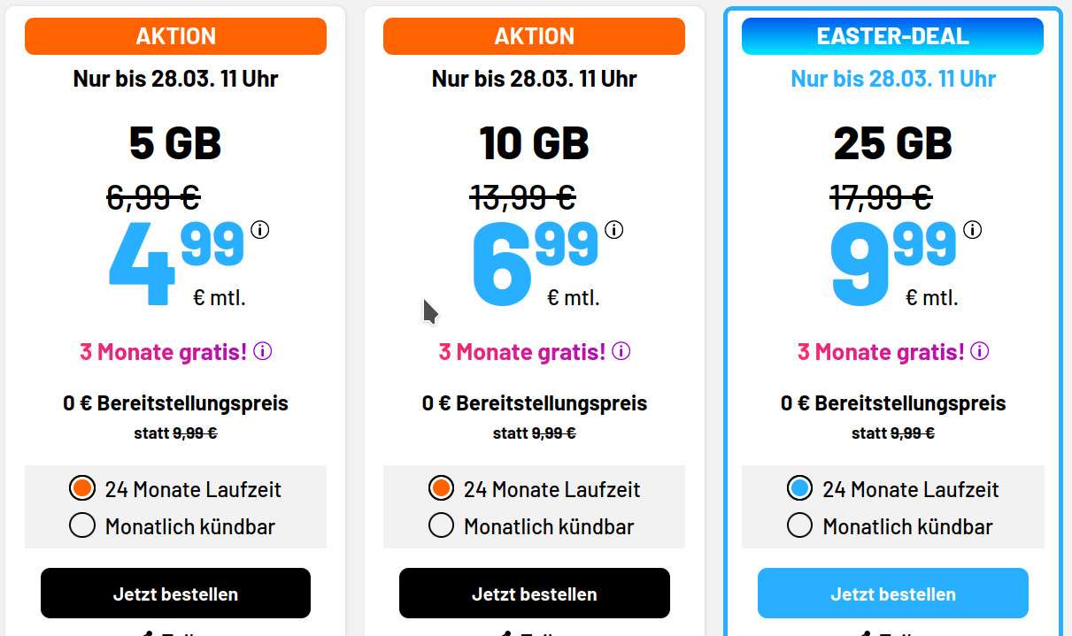 Preistipp 5G Handytarif: 5GB Simde Tarif fr 4,99 Euro, 3 Freimonate