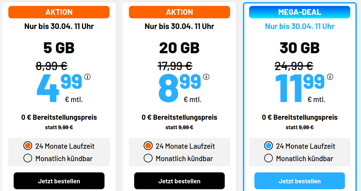 Preistipp: Sim.de 20 GB 5G Allnet-Flat f�r 8,99 Euro mit mtl. Laufzeit