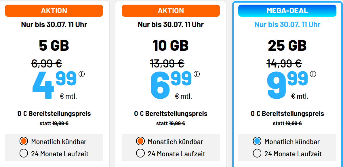 Spartipp 10 GB 5G Tarif: Simde 10 GB 5G Allnet-Flat f�r 6,99 Euro ohne Anschlusspreis