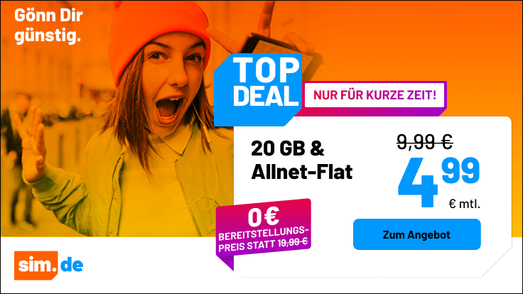 Ausf�hrlicher �berblick �ber die aktuellen sim.de Tarife mit 5G, dauerhaft g�nstigen Preisen und attraktiven Datenvolumen. Mit Tabellen und klaren Erkl�rungen.