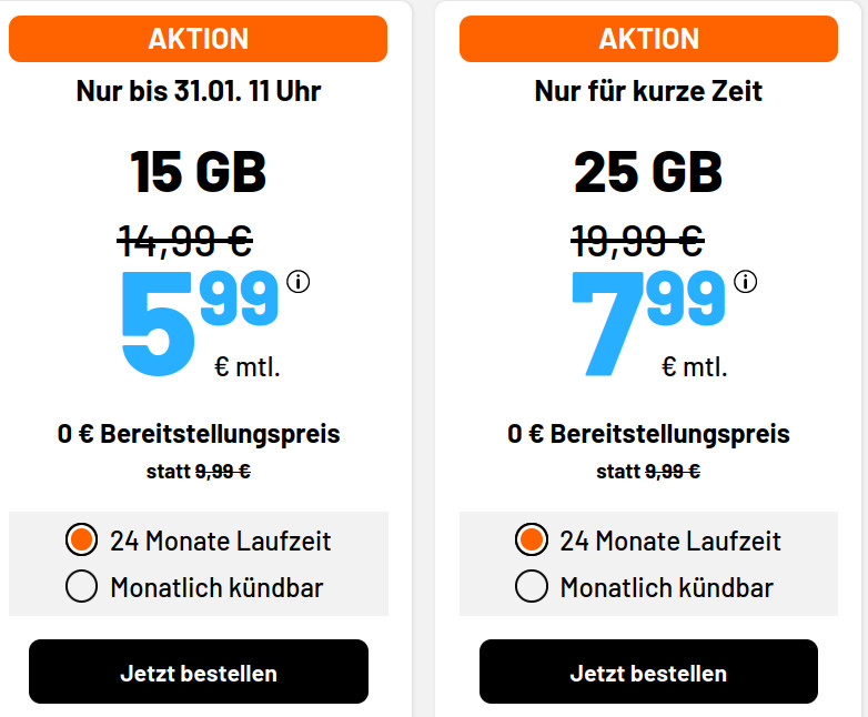 15 Tarife: Simde 15 GB 5G Allnet-Flat f�r 5,99 Euro mit mtl. Laufzeit