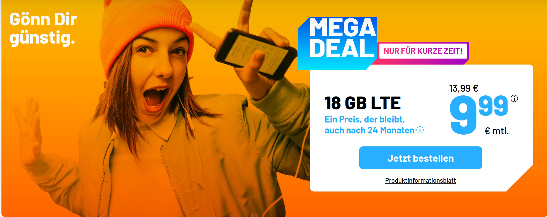 Spartipp 18 GB Tarife: Sim.de 18 GB LTE Allnet-Flat fr 12,99 Euro mit mtl. Laufzeit
