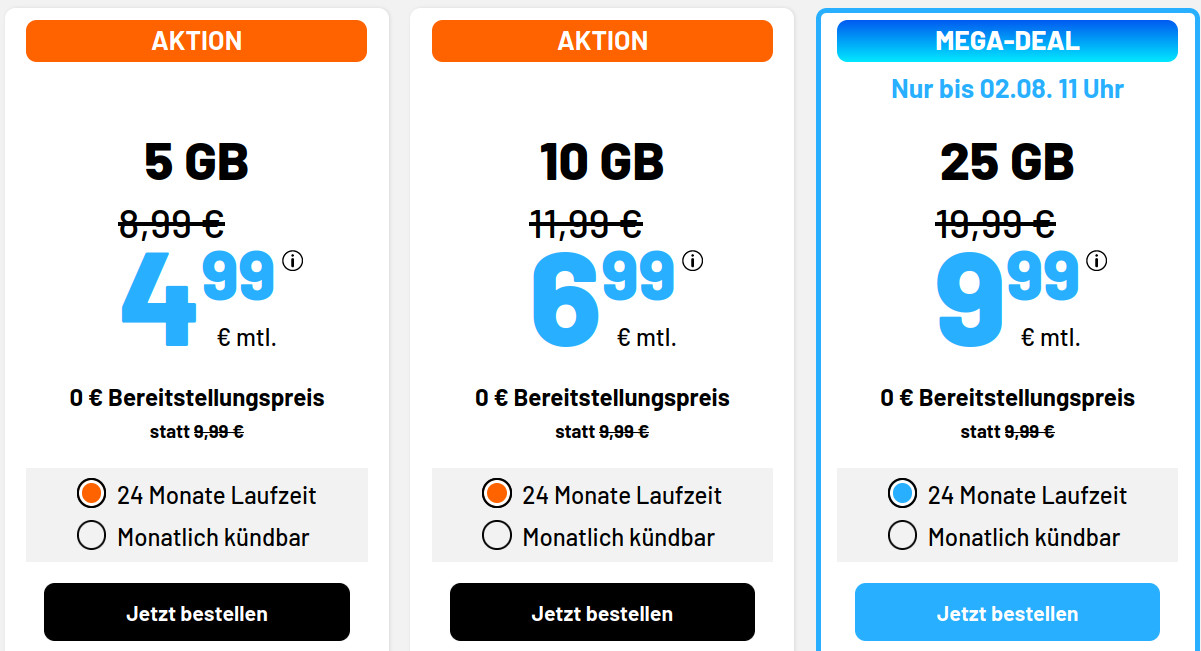 Tariftipp 25 GB Tarife: Simde 25 GB Allnet-Flat f�r 9,99 Euro ohne Anschlusspreis