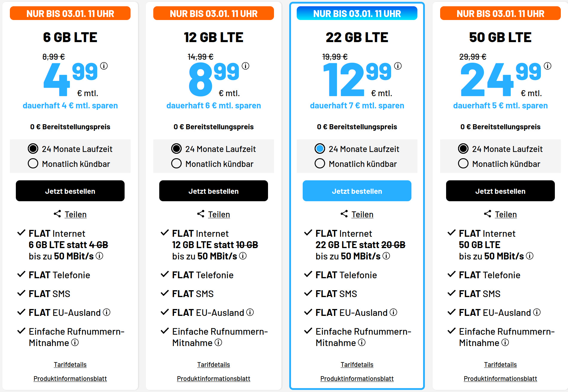 Tariftipp 5 GB Tarife: Sim.de 5 GB LTE Allnet-Flat f�r 4,99 Euro ohne Laufzeit