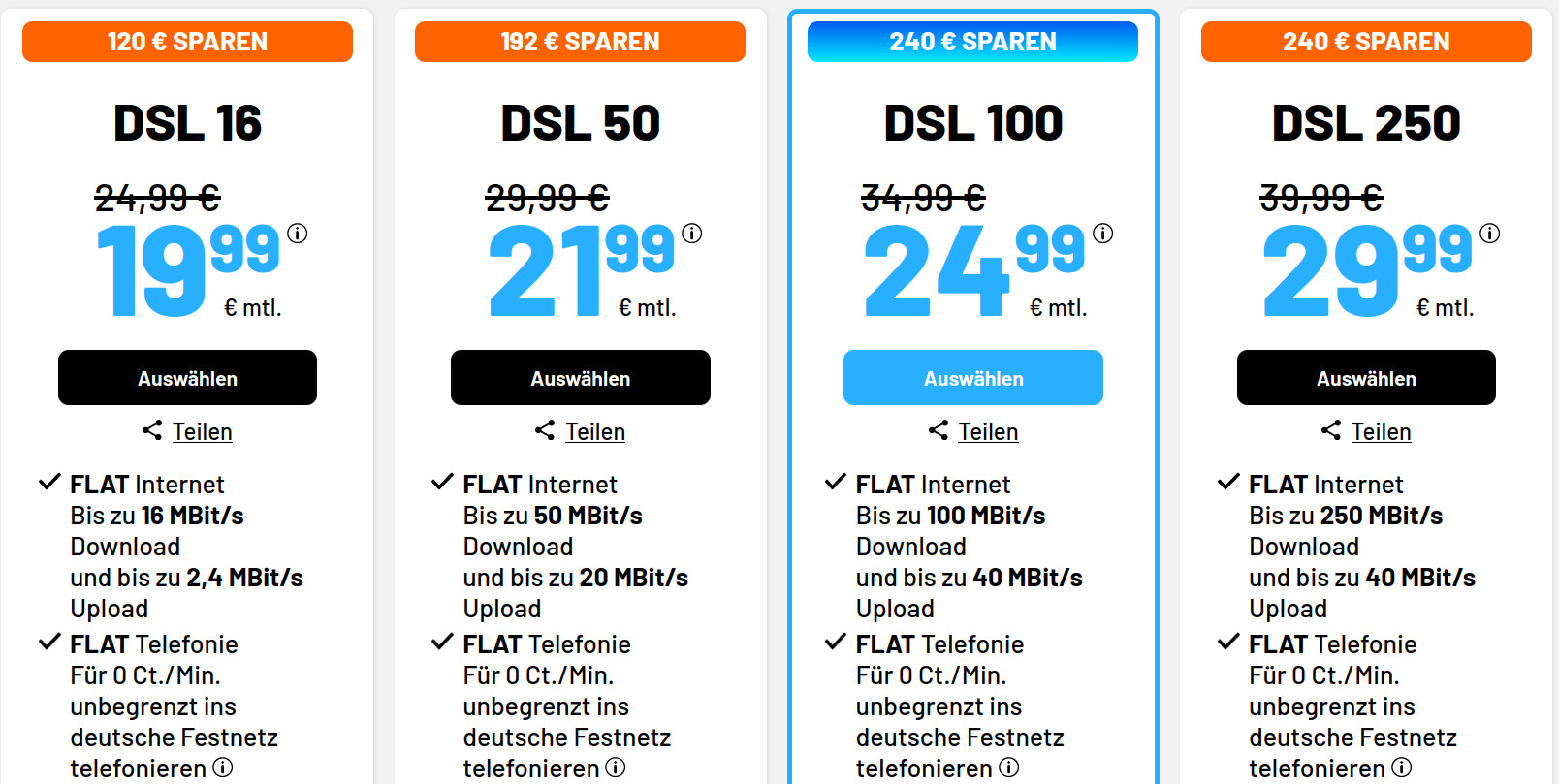 Neue Simde DSL Tarife: DSL 16 MBit Tarife f�r 19,99 Euro --DSL 250 Mbit Tarife f�r 29,99 Euro