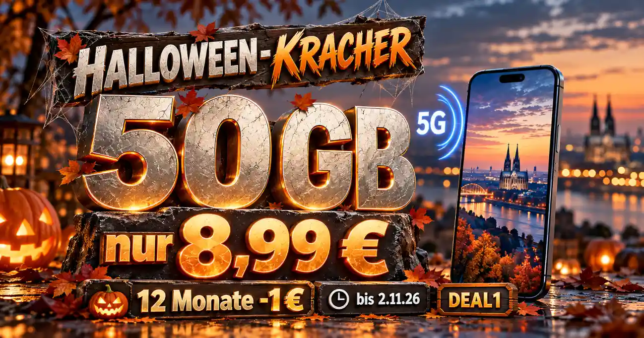SIMon mobile Halloween 2026 mit 50 GB f�r 8,99 Euro