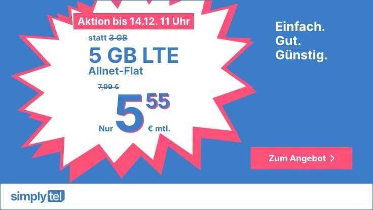 Tariftipp 5 GB LTE Tarife: Die besten 5 GB LTE Spar-Tarife im Winter ab mtl. 5,55 Euro