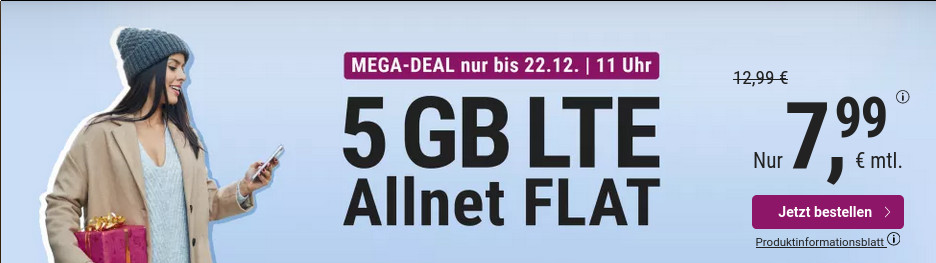 Tariftipp LTE Tarife: Simplytels 5 GB LTE All-In-Flat fr mtl. 7,99 Euro ohne Laufzeit