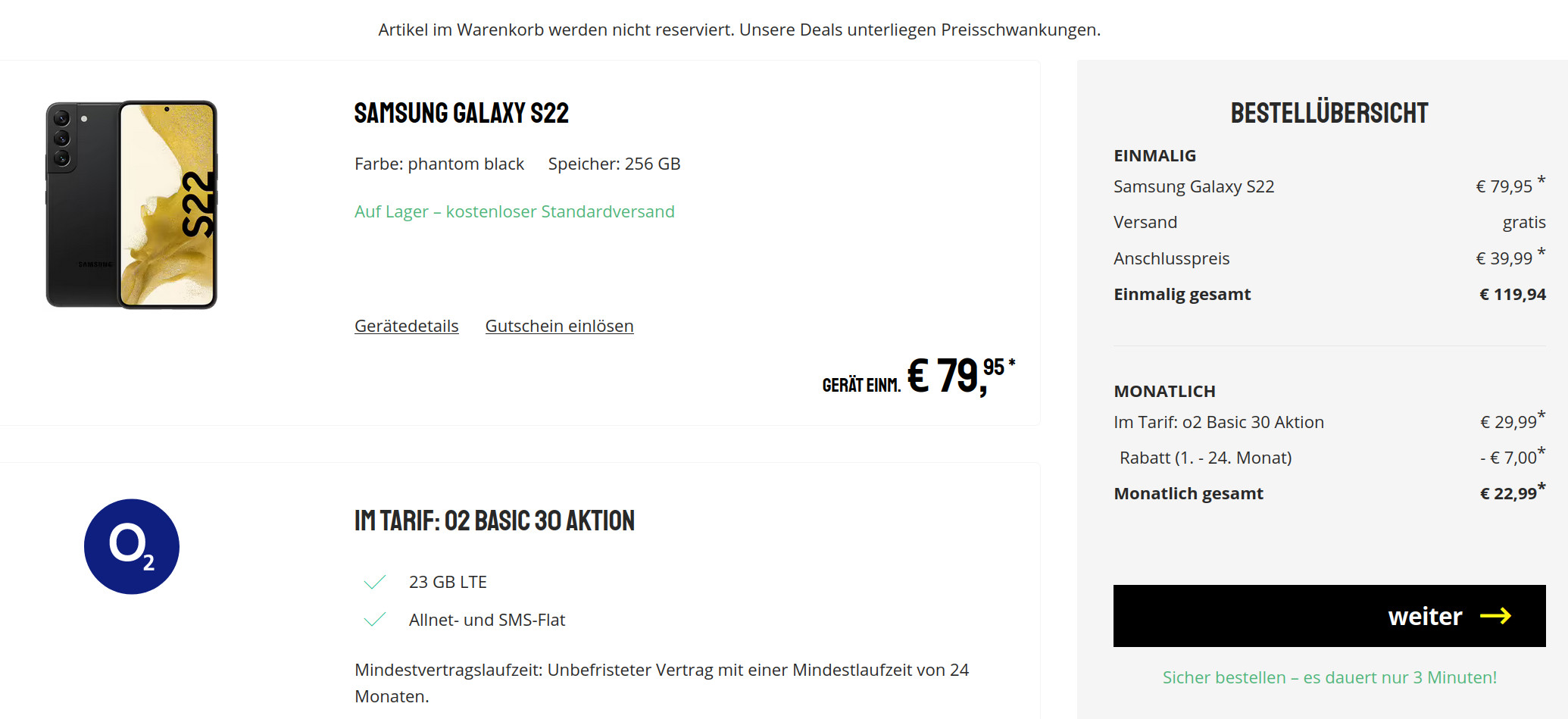 Galaxy S22 5G Handytarife: 23 GB O2 Allnet-Flat für mtl. 22,99 Euro/Eff. 4,61 Euro