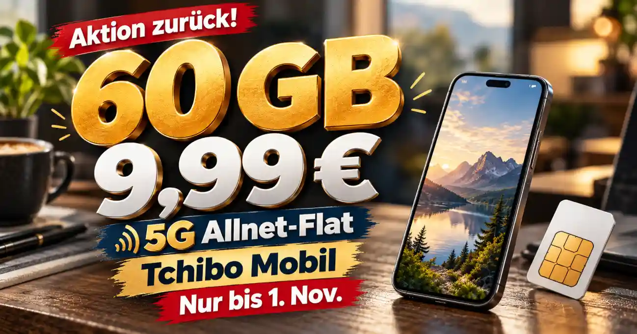 Tchibo Mobil Aktionstarif mit 60 GB f�r 9,99 Euro im Oktober 2026