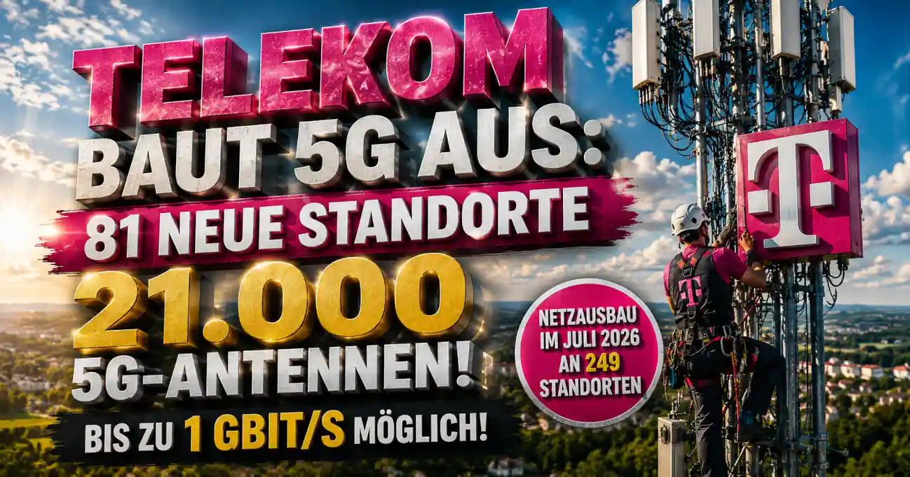 Die Telekom baut ihr Mobilfunknetz aus: 81 neue Standorte, 168 Erweiterungen und mehr als 21.000 schnelle 5G-Antennen