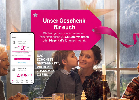 Telekom Weihnachts-Deal: Telekom schenkt 100 GB Datenvolumen und gratis MagentaTV