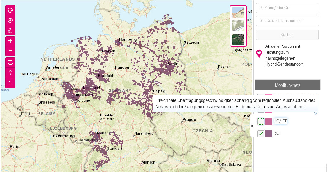 Telekom 5G Netzausbau: Statt Gigabit Speed gibts auf dem Lande nur 225 Mbit