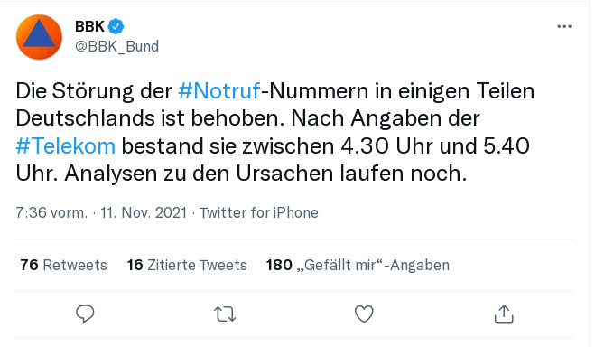 Bundesweite Notrufstrungen: Nicht nur im Norden,  Notrufnummern 110 und 112 waren betroffen
