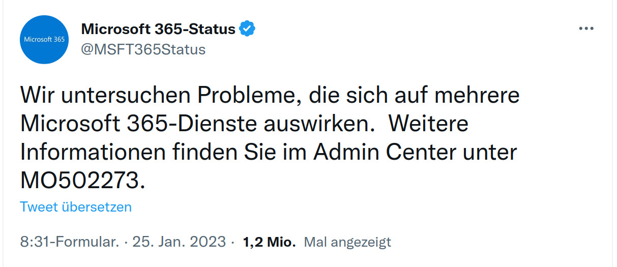 Microsoft St�rungen: St�rungen bei Teams und Outlook