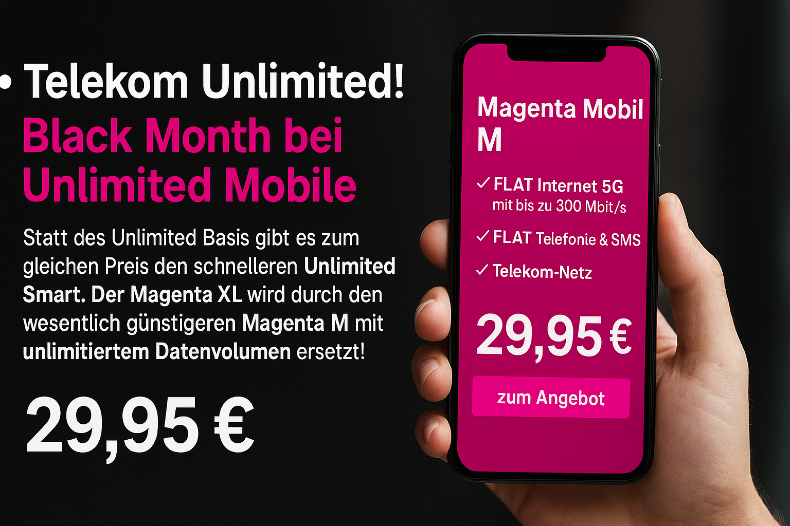 Alle Details zu den neuen Unlimited Mobile Black Month Tarifen: Telekom, Vodafone und Telef�nica mit g�nstigen Preisen, ohne Anschlusspreis und flexiblen Laufzeiten.