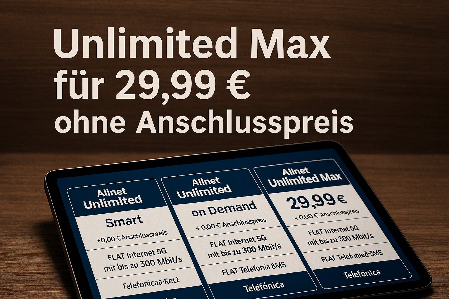 Der Unlimited Max Tarif f�r 29,99 Euro ohne Anschlusspreis im �berblick. Alle Vorteile, Details und Vergleiche verst�ndlich erkl�rt.