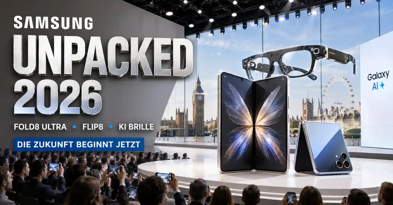 Samsung zeigt Fold8 Ultra, Fold8, Flip8, Watch Ultra2, Watch9 und Smart Glasses. Was beim Galaxy Unpacked 2026 f�r K�ufer wirklich wichtig ist. samt Preisen
