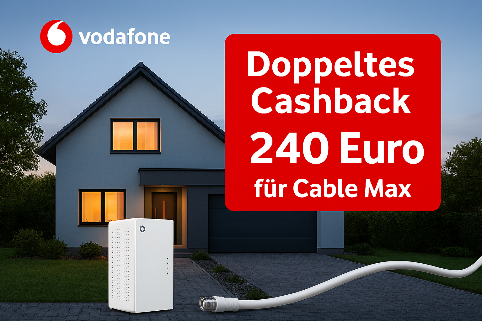 Vodafone bietet vom 12. bis 28. Januar 2026 doppeltes Cashback f�r den GigaZuhause Cable Max. Der Artikel erkl�rt Vorteile, Kosten, Marktvergleich und Alternativen.