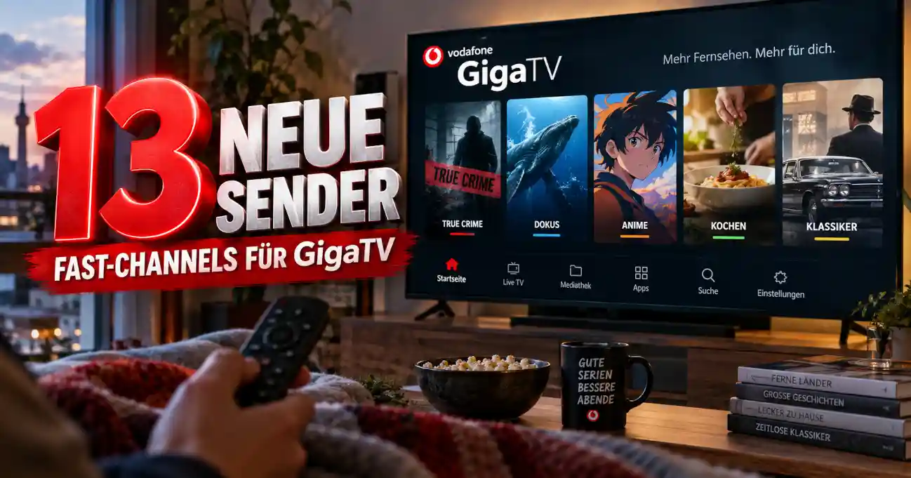Vodafone GigaTV mit 13 neuen FAST-Channels im September 2026