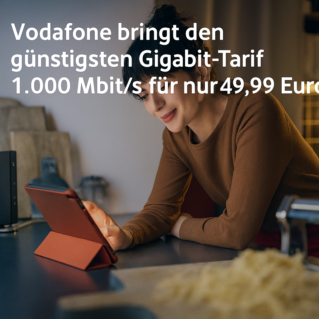 Vodafone bringt den gnstigsten Gigabit-Tarif zurck: CableMax 1000 fr 49,99 € und neue GigaCube-Angebote. Alle Details zu Preisen, Vorteilen und Flexibilitt.