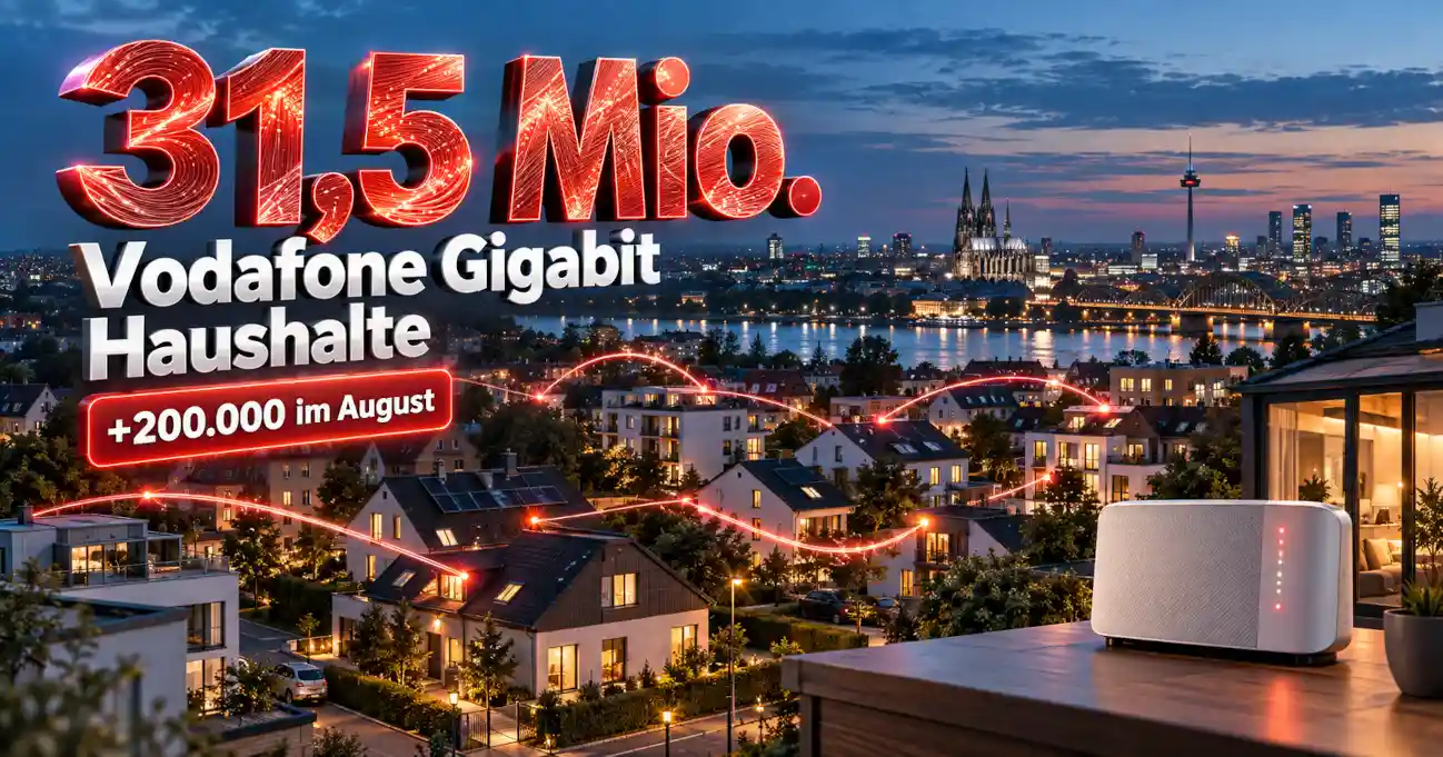 Vodafone Gigabit-Ausbau mit 31,5 Millionen erreichbaren Haushalten