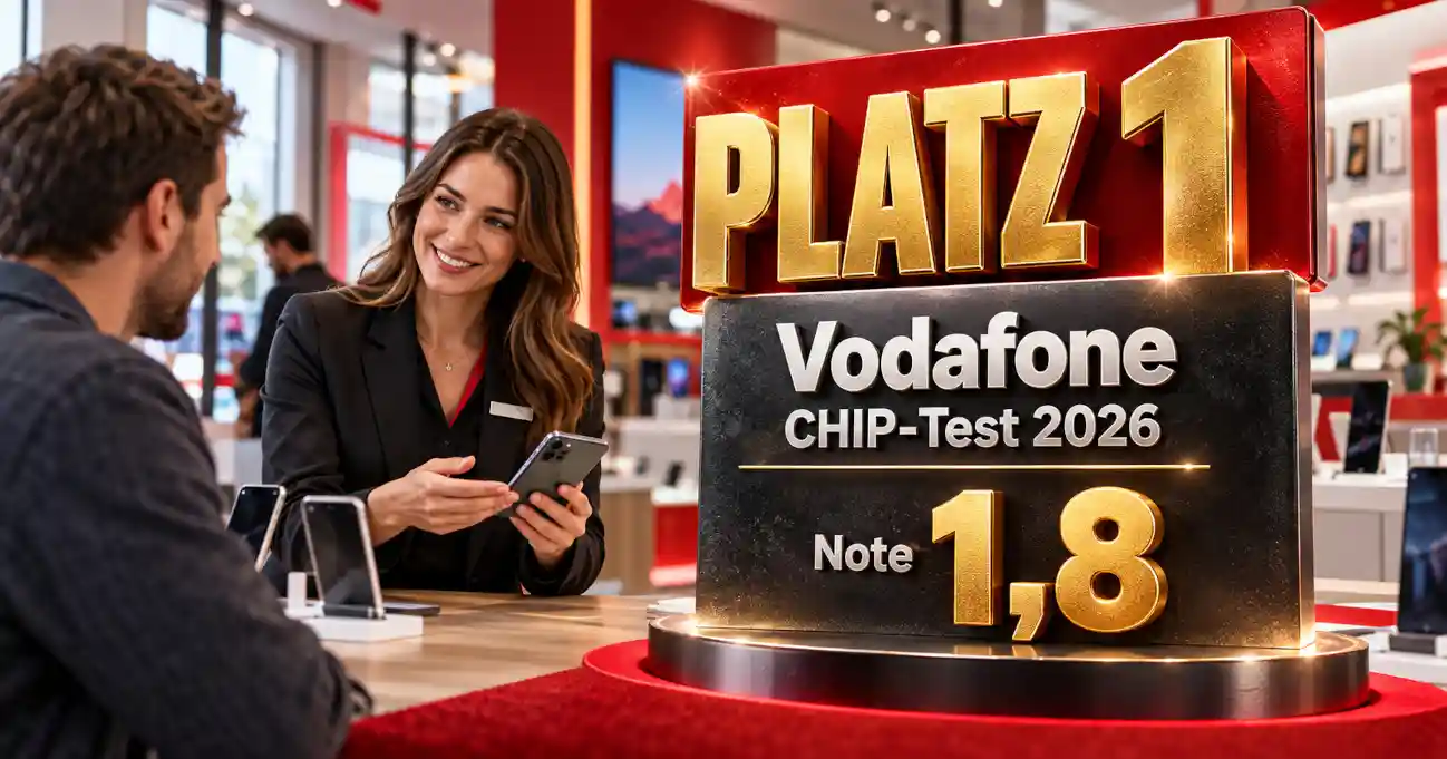 Vodafone gewinnt den CHIP Handy-Shop-Test 2026 mit Gesamtnote 1,8
