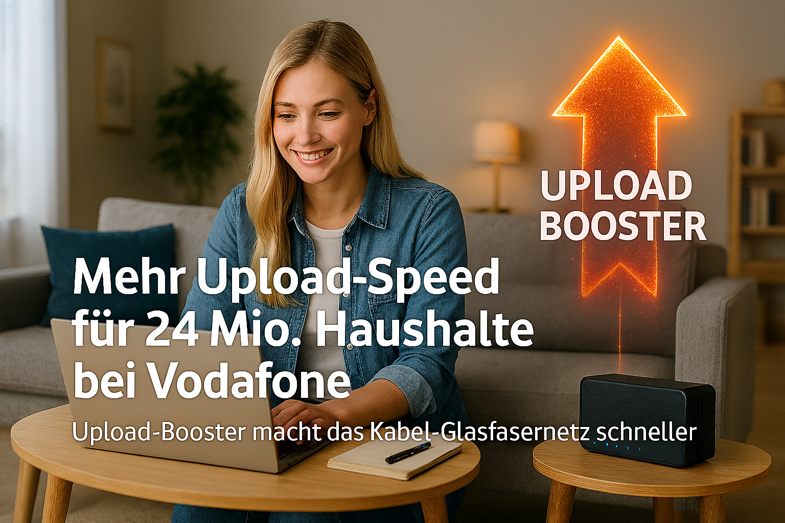 Vodafone erh�ht den Upload-Speed im Kabelnetz f�r 24 Millionen Haushalte. Der Upload-Booster bringt bis zu 50 Prozent mehr Upload-Geschwindigkeit. Alle Details, Technik, Tarife und Einordnung.
