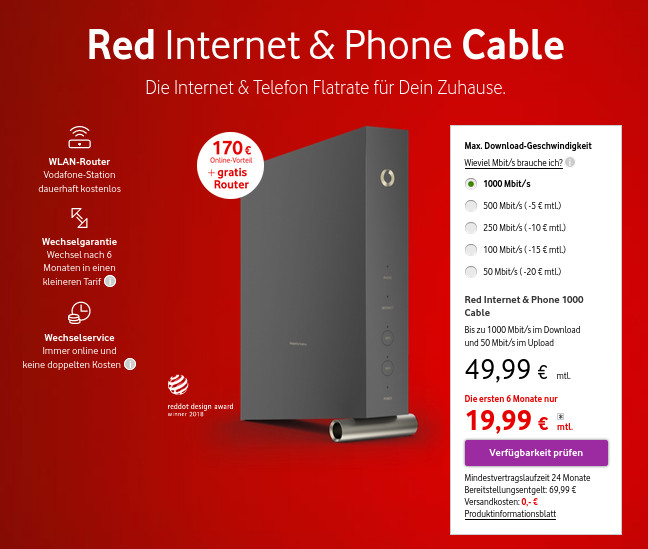 Vodafone GigaCable Max fr 49,99 Euro --Gigabit Speed in 21 Millionen Haushalten