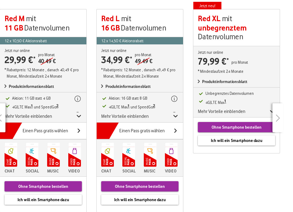 Vodafone Red Tarife