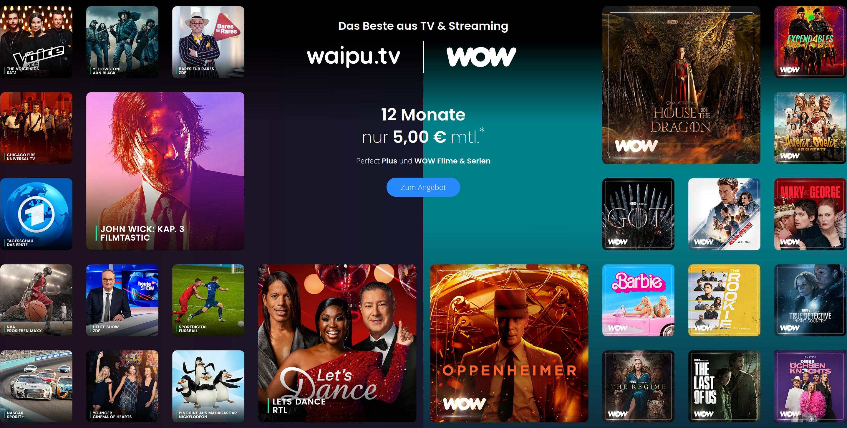 Oster-Deal IPTV: Waipu.tv Perfect Plus mit WoW fr mtl. 5 Euro