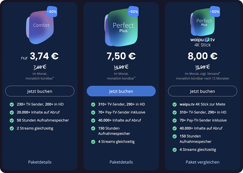 Das waipu.tv 4K Stick Jahrespaket mit Perfect Plus und Disney+ bietet Fernsehen und Streaming zum Sparpreis. Jetzt ber 75 % Rabatt sichern.