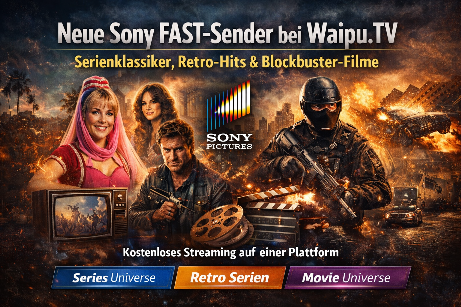 Waipu.TV erweitert sein Angebot durch eine Partnerschaft mit Sony Pictures Entertainment Deutschland. Drei neue FAST-Sender bringen Serienklassiker, Retro-Formate und Filme auf die Streaming-Plattform.