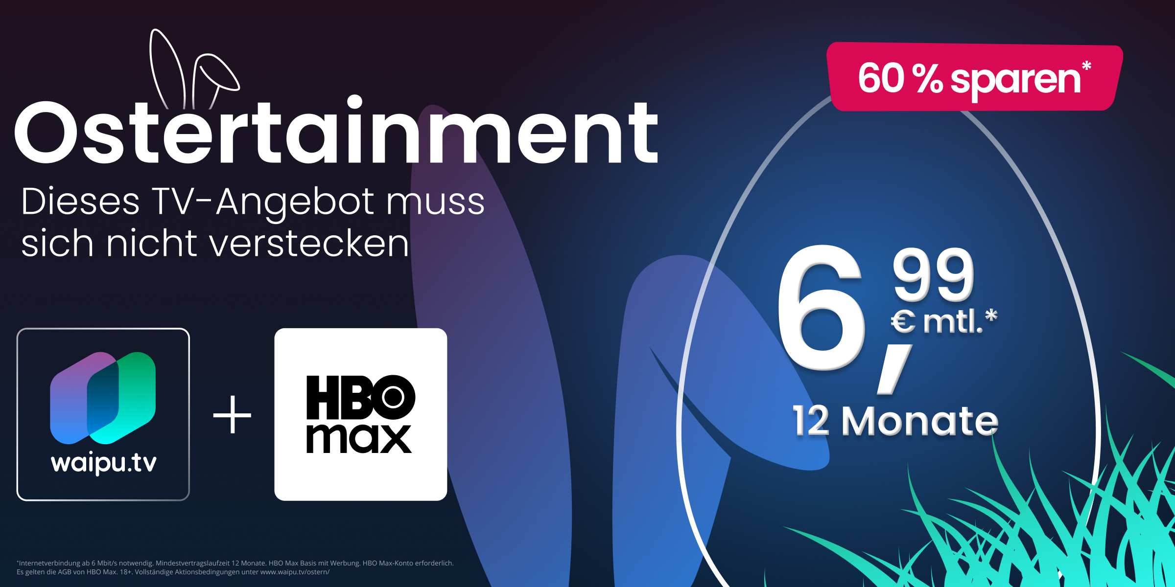 Waipu.tv und HBO Max starten ein Oster-Angebot: F�r nur 6,99&euro; im Monat erhalten Nutzer Live-TV und Premium-Streaming. Jetzt �ber 60% sparen. Alle Details zum Deal hier