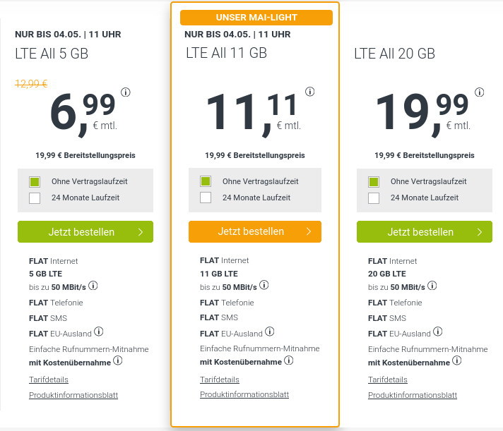 winSIM Tarife mit 5 GB All-In-Flat fr 6,99 Euro