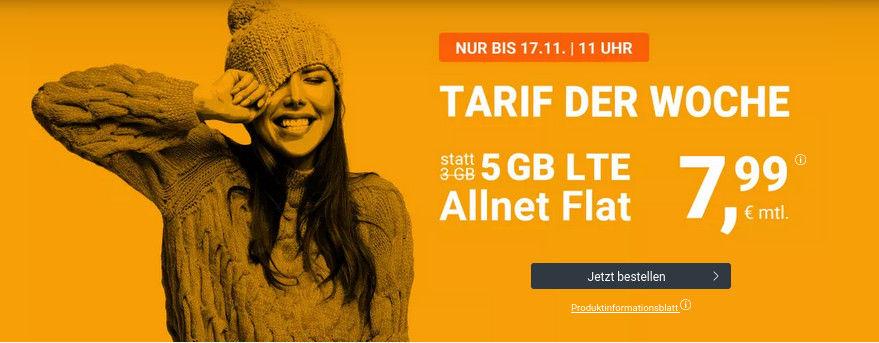 Preiskracher winSIM Tarife: winSIMs 5 GB LTE All-In-Flat fr mtl. 7,99 Euro ohne Anschlusspreis